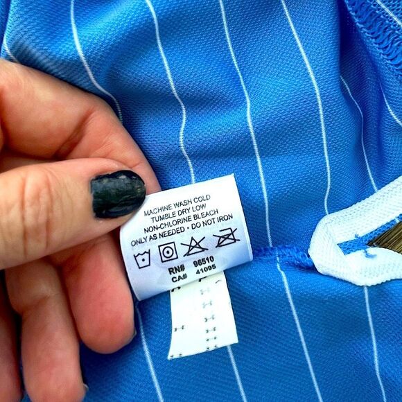 Under Armour Royal Blue Striped HeatGear Polo Shirt 2XL - Picture 6 of 11